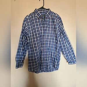Orvis Blue Plaid Long Sleeve Button Down Mens Size Large